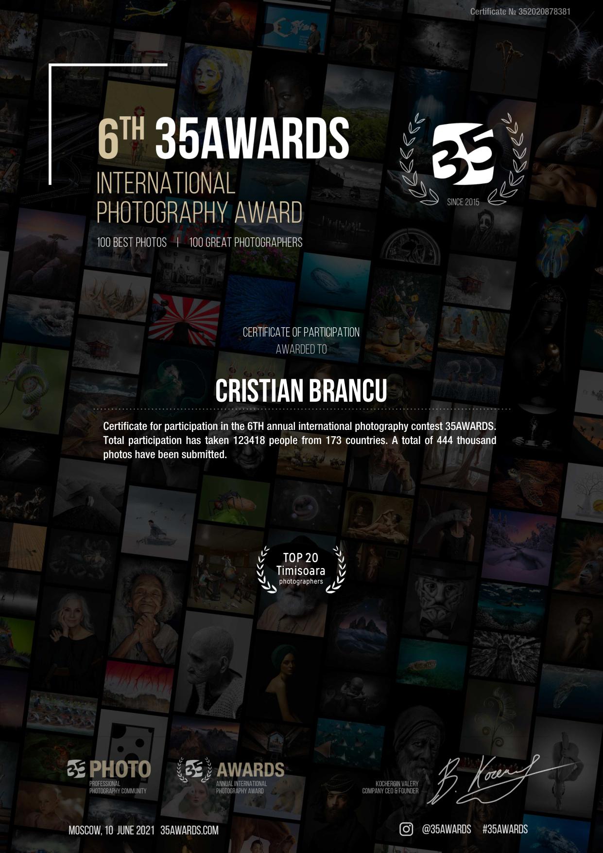 TOP 20 Fotografi din Timișoara - 2020 - 35AWARDS